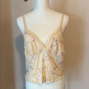 Free People Cream and Pink Floral Camisole